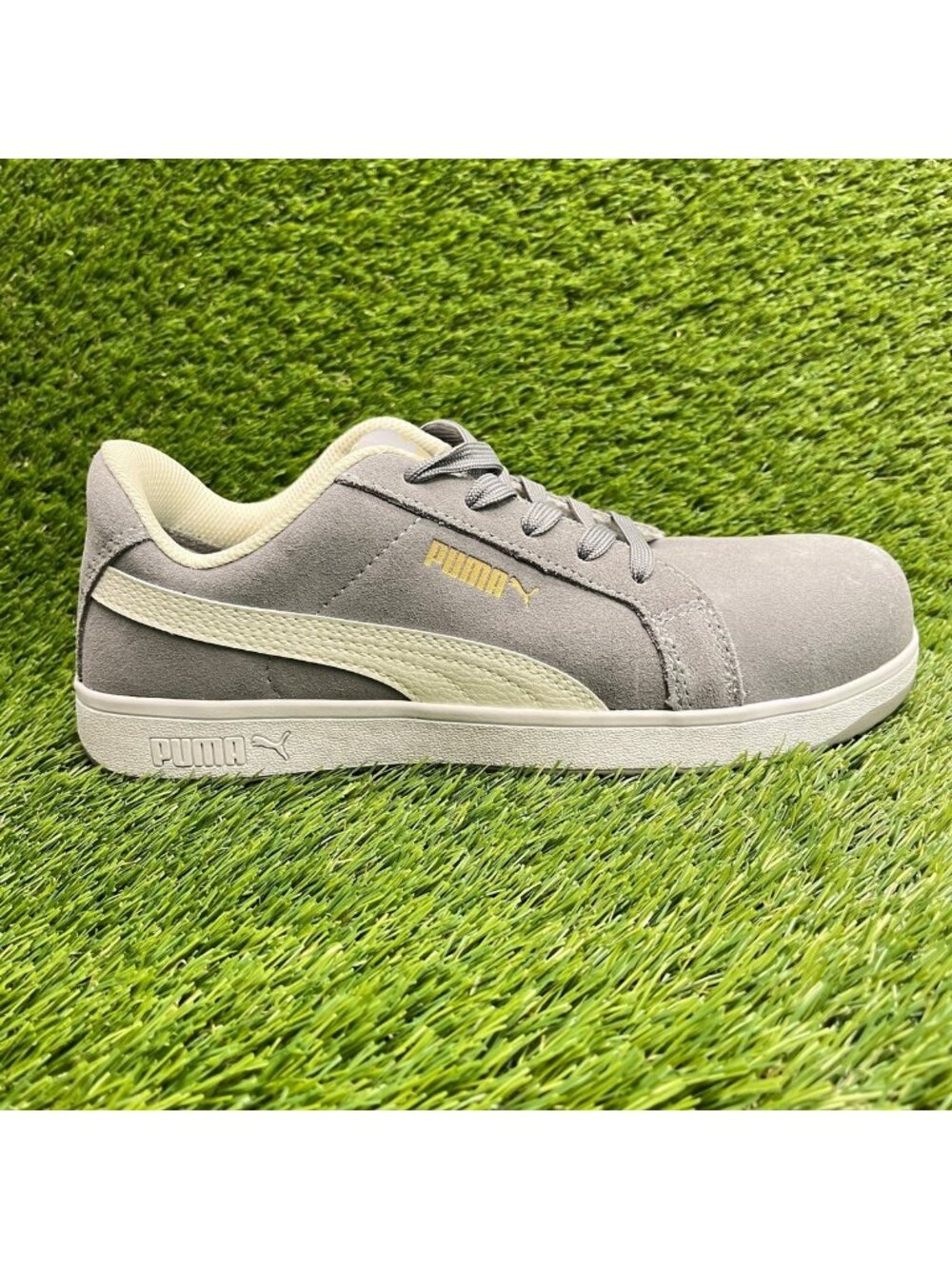 Puma Iconic Suede Womens Size 10 Gray White Composite Toe Safety Work Shoes